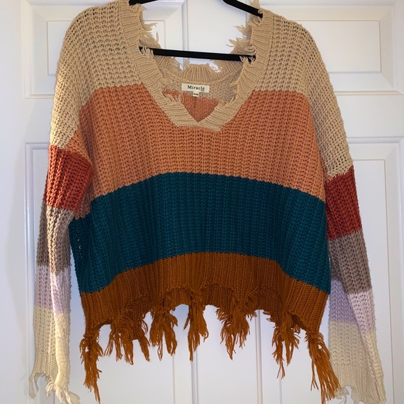 Fringed Color Block Sweater - Picture 1 of 1